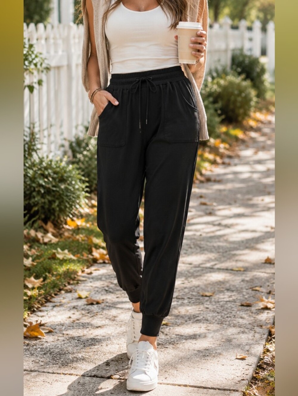 Kyodan Black Drawstring Jogger Pants Tapered Pull-On Athleisure Activewear